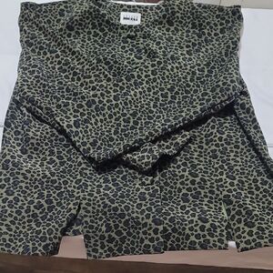 Vintage Leslie Faye Green Palate Leopard Print Blazer Size 16 EUC